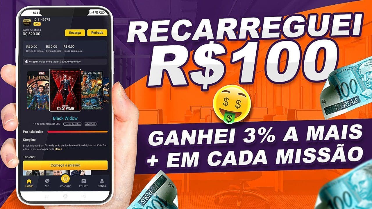 RECARGA de R$100 No Pix Formas De Ganhar Mais Dinheiro na Internet (APP MovieMarket360)