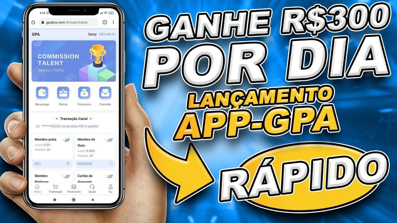 LANÇOU APP GPA Ganhe R$300 Por Dia RÁPIDO (Ganhar Dinheiro na Internet Pelo Celular 2021)