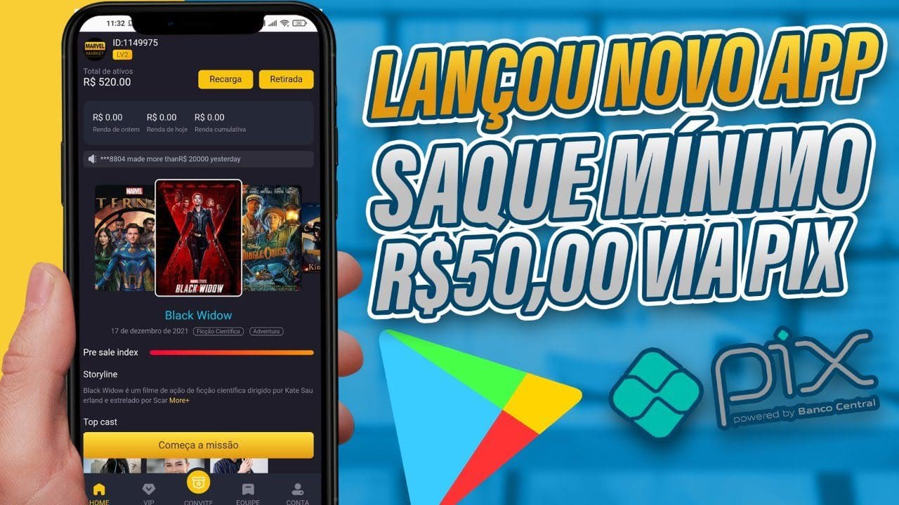 LANÇOU Aplicativo Paga R$20 No Pix Formas De Ganhar Dinheiro na Internet MovieMarket360