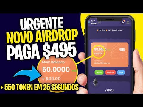 [URGENTE] AIRDROP PAGA $495 Dólar + 550 Token NO CADASTRO JUST TOKEN ganhe dinheiro na internet