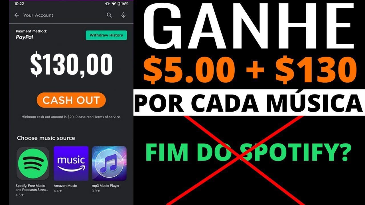 (FIM SPOTIFY) Ganhe $ 5 + $130 Por Música que Você Ouvir (REVELADO) Como Ganhar Dinheiro na Internet