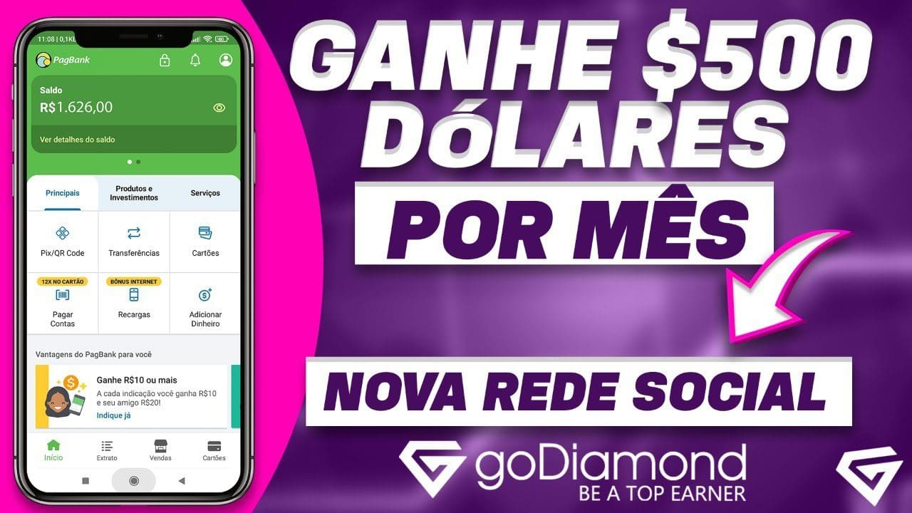 [GODIAMOND] Melhor SITE PARA GANHAR DINHEIRO $500 de VERDADE Rápido Como Ganhar Dinheiro na Internet
