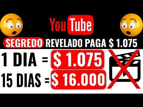 Essa SACADA no YouTube Paga $ 1.075 dia [GRÁTIS SEM ser YouTube PROVADO] Ganhe Dinheiro na Internet