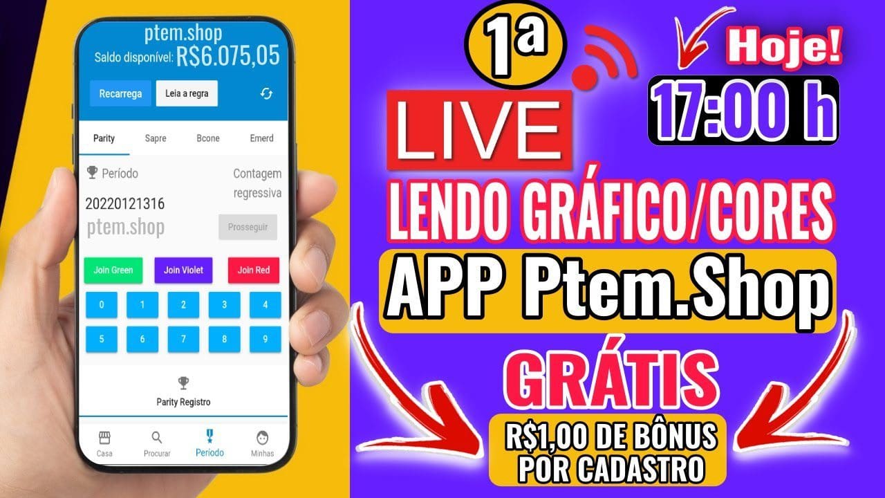 🔴LIVE 1 Aplicativo PTEM SHOP (BÔNUS R$1,00 Por Cadastro + ESTRATÉGIA) Ganhe Dinheiro na Internet