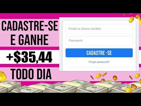 Crie uma Conta TODOS OS DIAS e ganhe+ $35,44 no Cadastro [10 Cadastros = $335] Como Ganhar Dinheiro