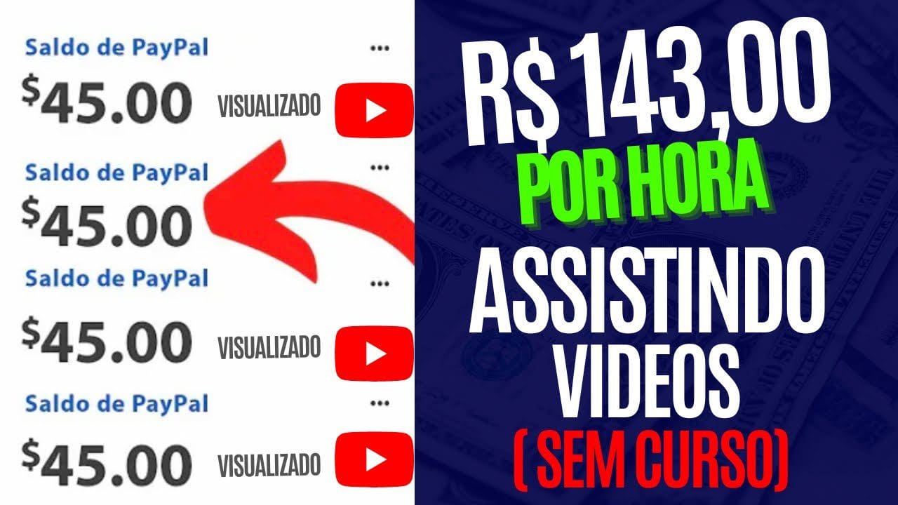 🤑 Ganhe R$ 143,00 por HORA assistindo vídeo (não precisa de curso) dinheiro online