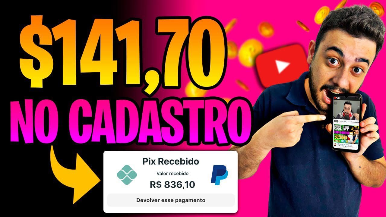 GANHE R$140,00 no CADASTRO e GANHE DINHEIRO apenas ASSISTINDO VIDEOS do YOUTUBE (De graça)