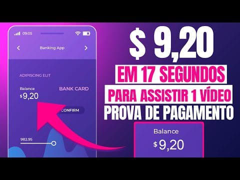 Ganhei $ 9,20 em 17 SEGUNDOS (Assistir 1 Vídeo no Celular + PROVA)Como Ganhar dinheiro na Internet