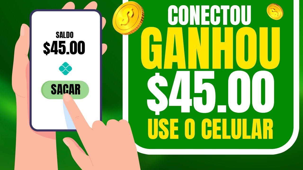 🎁CONECTOU GANHOU! Ganhe $ 45.00 POR DIA Use o celular (Como ganhar dinheiro online)