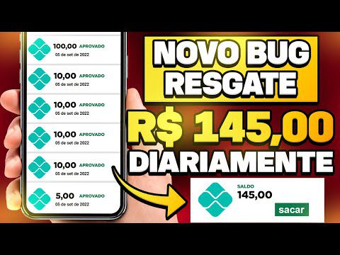 🎯Resgate R$ 145,00 DIARIAMENTE (NOVO BUG Use o Celular) Como ganhar dinheiro na internet