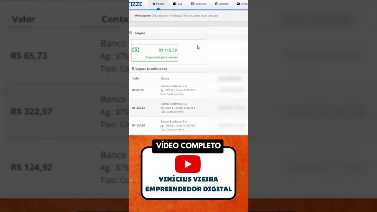 COMO GANHAR DINHEIRO COM MONETIZZE Aula Completa Passos Simples Dinheiro na internet #Shorts