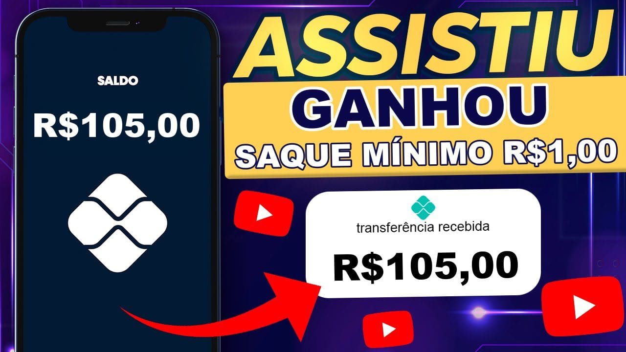 A CADA VÍDEO ASSISTIDO GANHE 1 PIX (SAQUE MÍNIMO R$1,00) App de Ganhar Dinheiro Assistindo Vídeo