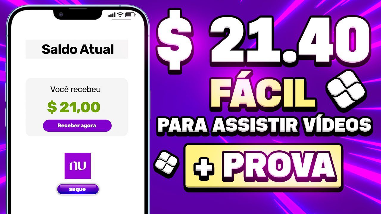 Ganhei $ 21.40 FÁCIL (para Assistir Vídeos no Celular + PROVA) Como ganhar dinheiro online