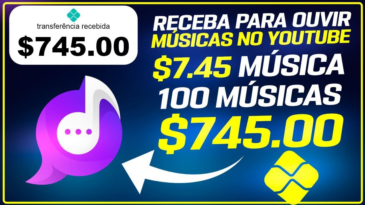 Ganhe $7.45 Ouvindo UMA Música no Youtube | Ouça 100 Músicas = $745,00 | Ganhar Dinheiro Online