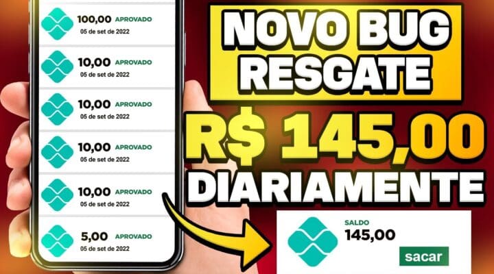 🎯Resgate R$ 145,00 DIARIAMENTE (NOVO BUG Use o Celular) Como ganhar dinheiro na internet