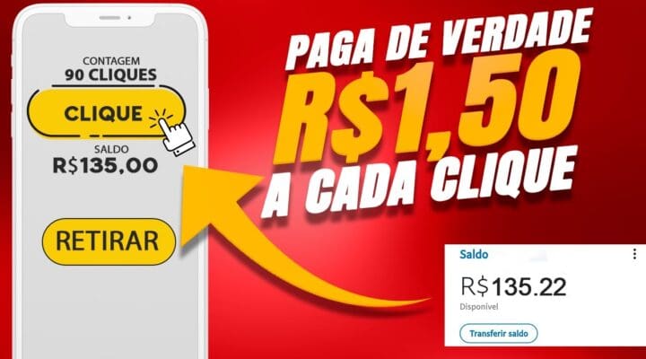 🚨Ganhe R$ 1,50 por cada clique – Site pagando na hora [SEM  GASTAR] Ganhar dinheiro na internet