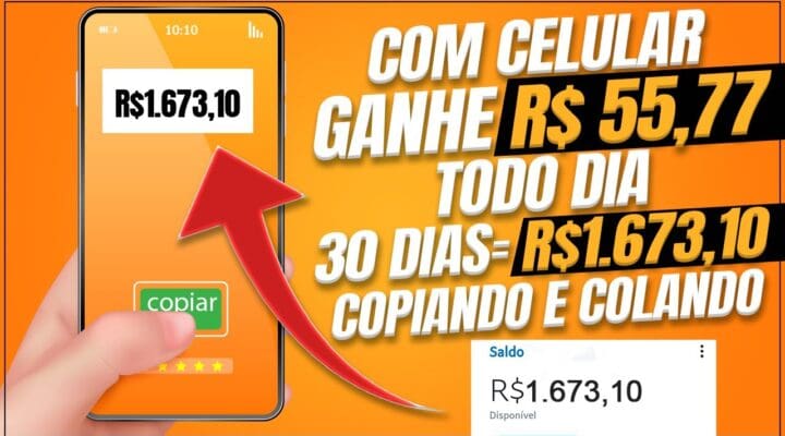 Ganhe R$ 55,77 todo dia 30 Dias=R$1.673,10 COPIANDO E COLANDO no Automático Ganhar Dinheiro Online