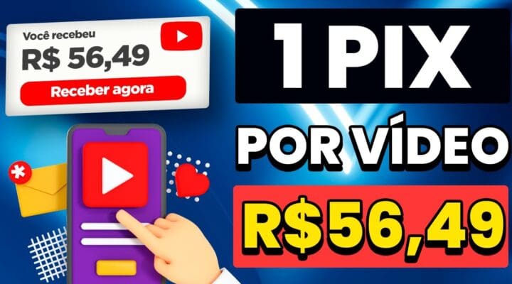 A CADA VÍDEO ASSISTIDO GANHE 1 PIX R$56,49 Fácil de Ganhar Dinheiro Ganhar dinheiro assistindo vídeo