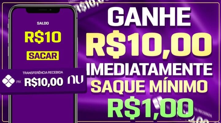 GANHE R$10,00 IMEDIATAMENTE de Graça nesse Aplicativo (SAQUE MÍNIMO R$1,00) Ganhe dinheiro online