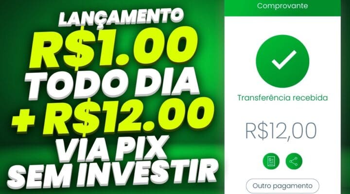 LANÇOU GANHE R$1.00 TODO DIA (VIA PIX) + R$12.00 SEM INVESTIR -Novo APP que PAGA DINHEIRO de VERDADE