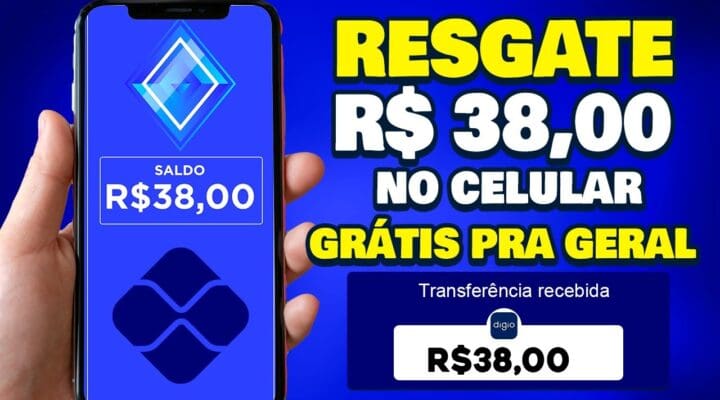 RESGATE ate R$ 38,00 usando o celular (GRÁTIS para GERAL) Ganhe dinheiro na internet