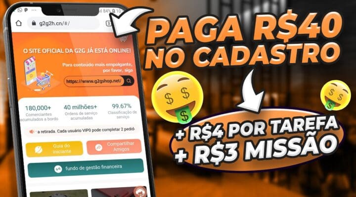 Site Paga R$40 No Cadastro + R$4,00 Tarefa + R$3,00 Missão Ganhar Dinheiro Online (App G2G)