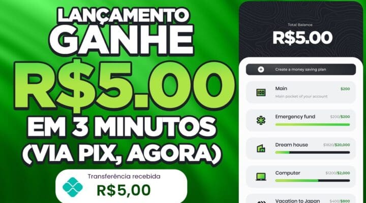 ⚠ LANÇAMENTO APP [GANHE R$5.00 em 3 MINUTOS] (VIA PIX, AGORA) – APLICATIVO PAGANDO NO CADASTRO💵