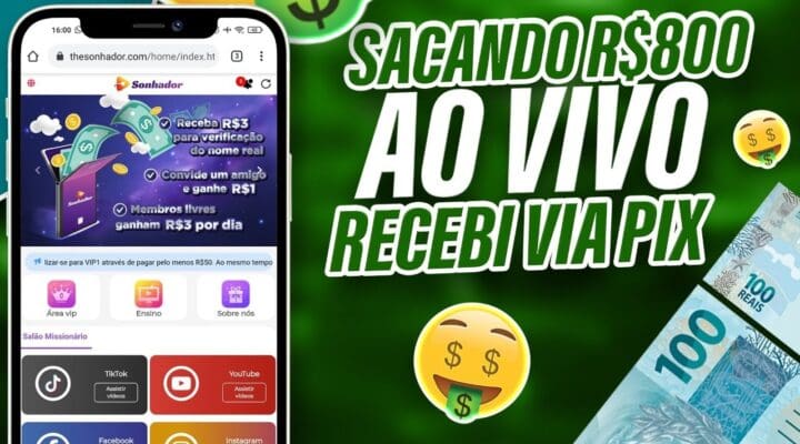 SAQUE no Aplicativo Sonhador R$800 a Melhor Forma De Ganhar Dinheiro na Internet