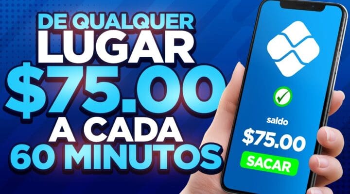 [DE QUALQUER LUGAR] $75.00 A CADA 60 MINUTOS em 8 HORAS $600.00 Como Ganhar dinheiro online