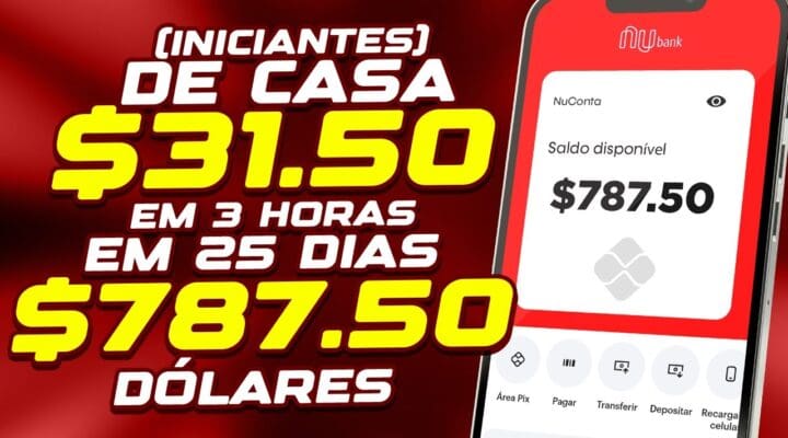 De CASA $31.50 A CADA 3 Horas em 25 DIAS $787.50 [para INICIANTES] Como ganhar dinheiro na Internet