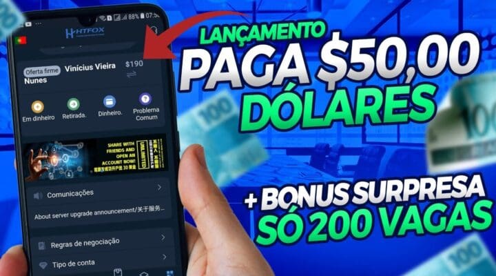 [URGENTE] Novo Aplicativo Pagando $50 No Cadastro Ganhar Dinheiro na Internet (HTFOX)