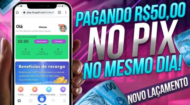 LANÇAMENTO APP PLAY-THC Pagando R$50,00 no Pix (Forma de Ganhar Dinheiro na Internet em 2021)