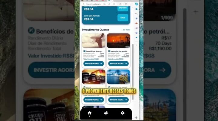 Investimento mínimo  Robôs a partir de R$88