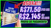 🤑Ganhei R$71,50 POR DIA SAQUE NA HORA = R$2.145 em 30 DIAS (LANÇAMENTO) Ganhar dinheiro na Internet