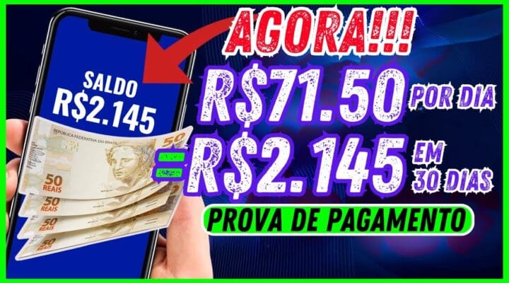 🤑Ganhei R$71,50 POR DIA SAQUE NA HORA = R$2.145 em 30 DIAS (LANÇAMENTO) Ganhar dinheiro na Internet